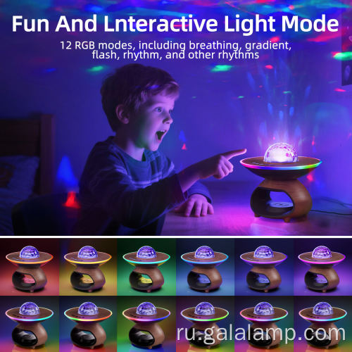 USB перезаряжаемый проекционный светильник RGB с беспроводной зарядкой